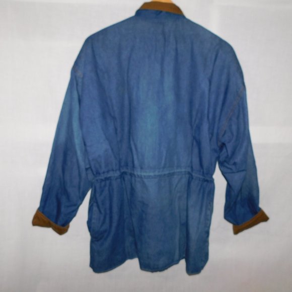 VTG 90s ELLE SPORT Womens 12 Denim Chambray Light Work chore Casual Jacket - Picture 10 of 14